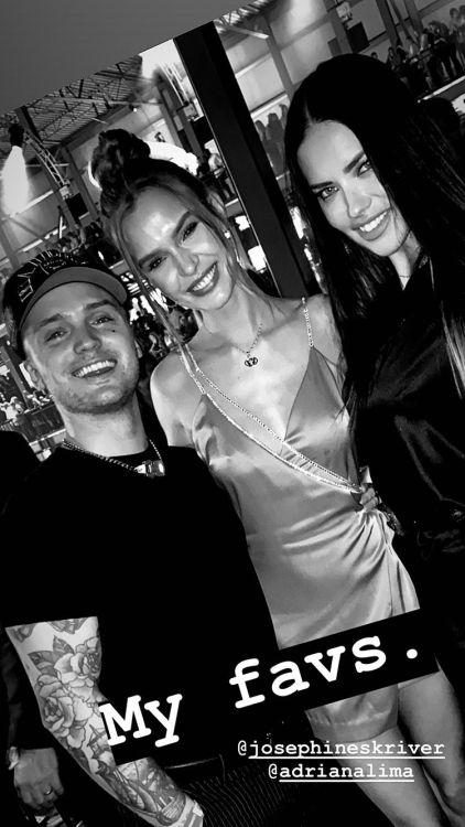 Josephine Skriver, Alexander DeLeon &amp; Adriana Lima via Alexander’s Instagram story.