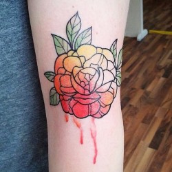 saepphire:  fuckyeahtattoos:  Watercolor rose by Emily Kaul of Opal Ink in Portland, OR   nature + more