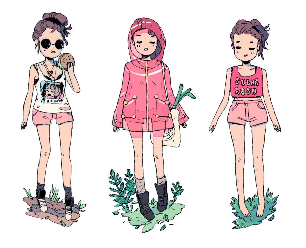 hannakdraws:  pink shorts outfits 