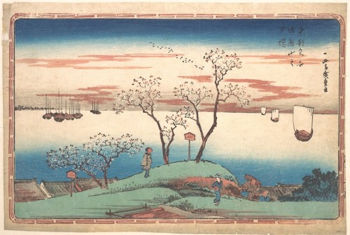 lionofchaeronea:Evening Cherry Blossoms at Gotenyama, Hiroshige, 1831