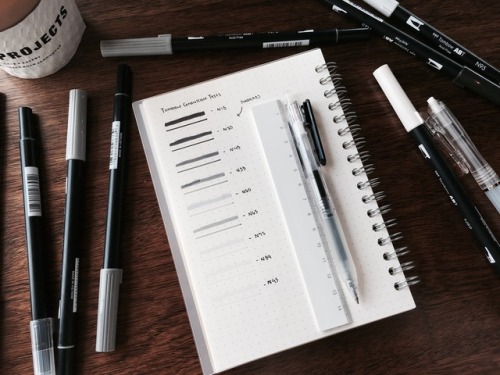 kaaaatewrites:7.19 new muji stuff n beautiful new tombow grayscale pens :))))