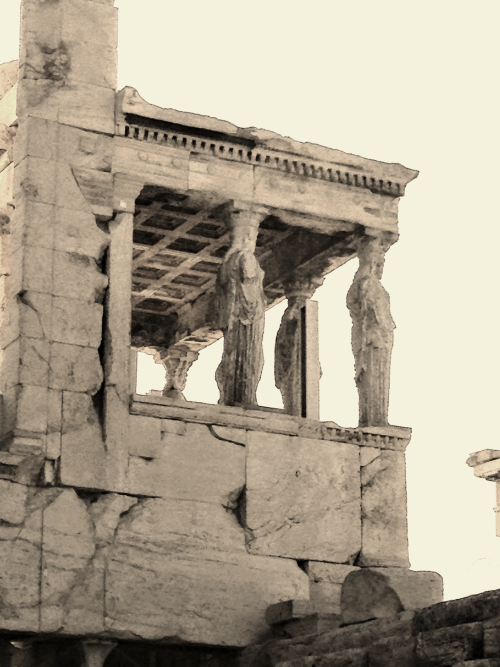 The Karyatids holding up the Erectheion at the Acropolis in Athens
