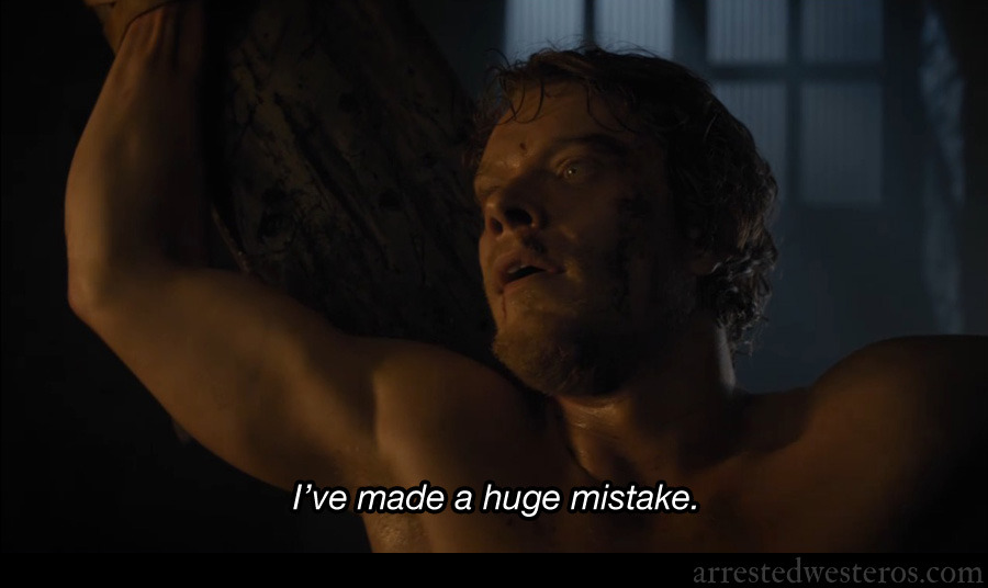 “I’ve made a huge mistake”
submission from lionessofhouselannister (who submitted something way back when Theon was just a glimpse of a hooded figure in a trailer)
p.s. I think it says something that I had to name this image...