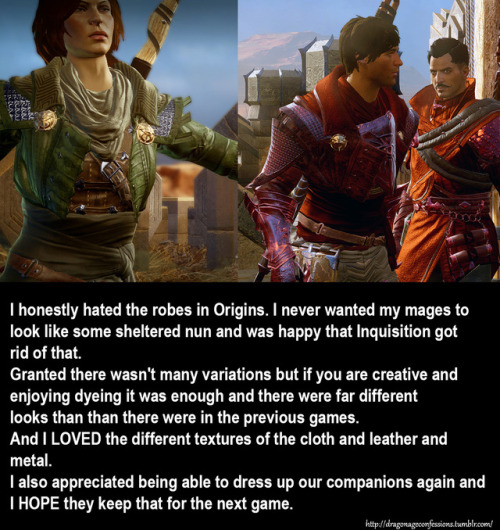 dragonageconfessions:CONFESSION:I honestly hated the robes in Origins. I never wanted my mages to lo