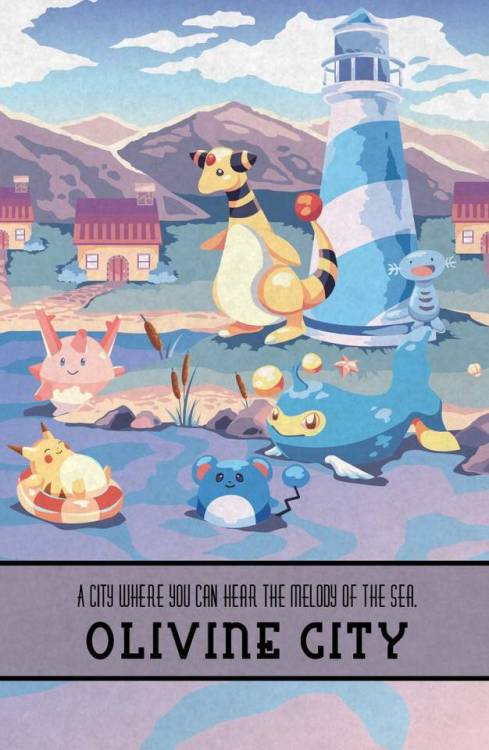 Johto Travel Posters.by Pori Pori.via Retro Gaming Blog.