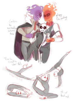 gasteritis:  behold the ship nobody asked for + more contorting Gaster because I’m too lazy/tired to make them two separate images  