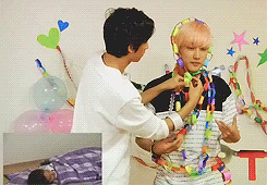 greyjoyofpyke:  jinyoung began to decorate himself so gongchan decided to help out