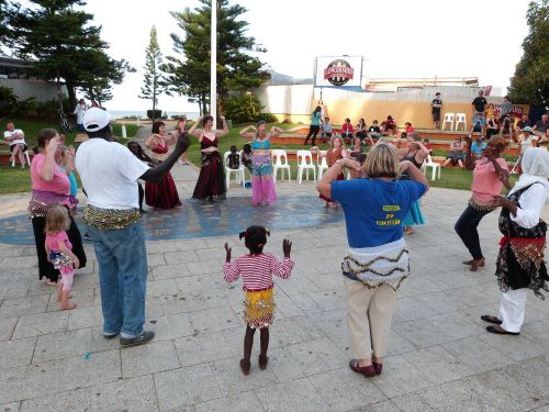 Dancing for mental health awareness.  Townsville, The Strand. Photographer: Melanie Wood