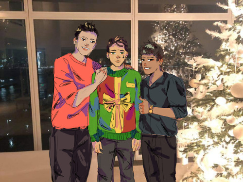 matt and nicky told kevin that its a sweater party. happy holidays folk.