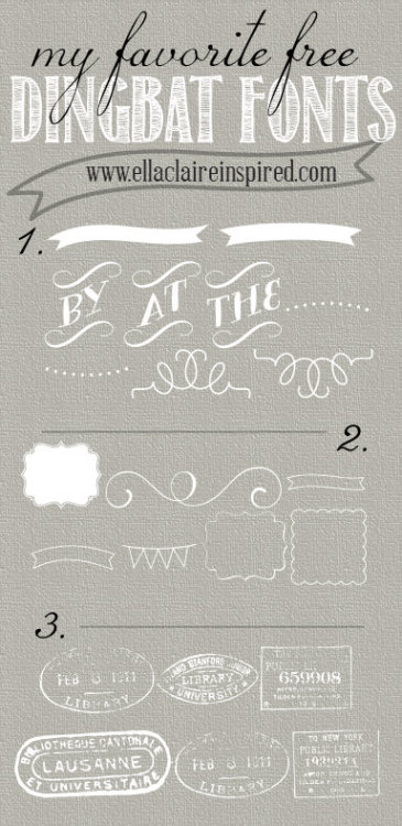 DIY 6 Dingbat Fonts from Ella Claire here These are just a few dingbats from each font - I especiall