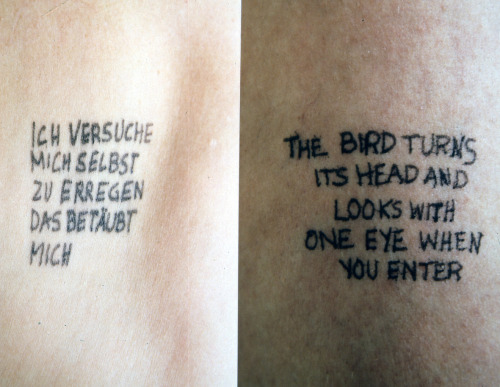 nyctaeus:Jenny Holzer, ‘Lustmord’, Photographs of handwriting in ink on skin, 