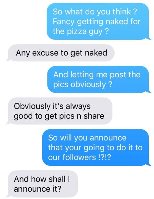 pizzadare:  happyhusband40:Come on guys help me out 200 notes and she’ll try and fuck the pizza guy could be the best pizza dare ever ! I’ve seen the pic with her and the pizza guy, but seeing the lead up is awesome   