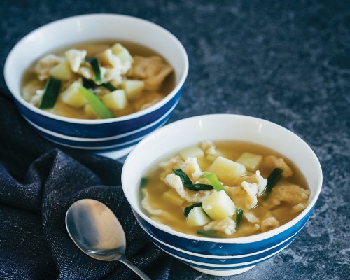 Potato and dumpling soup (sujebi)