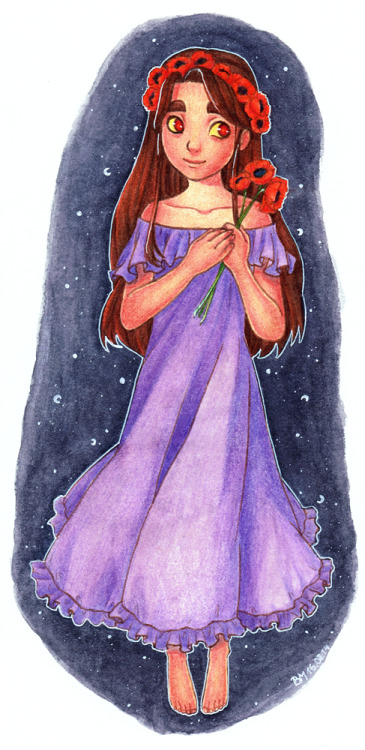 bermadu: Little Ava with her favorite flowers, drawn with coloured pencils and watercolours.I’