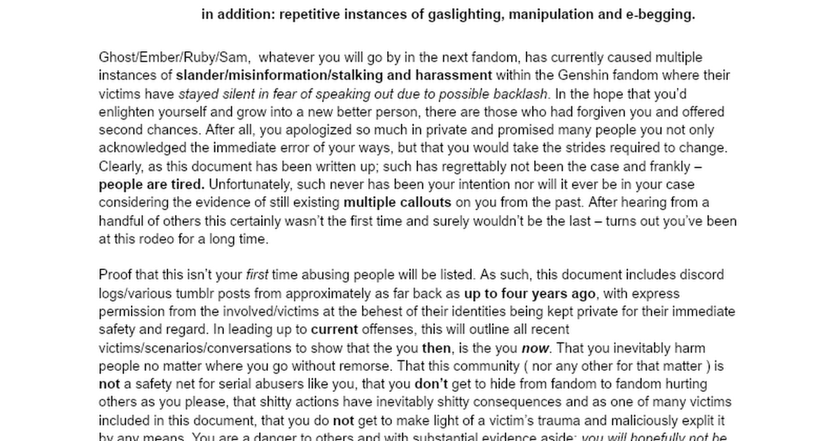 CALLOUT GHOST/EMBER/RUBY/SAM