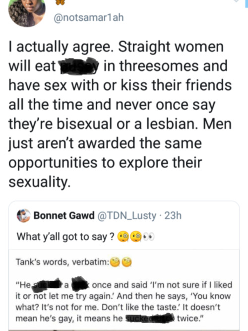 the following has been censored for obvious reasons. Self explanatory. so&hellip;my issue w/ all of this malarky is kinda simple. If a lady does said things and she doesnt call herself a lesbian or bisexual ( why she wouldnt do that is beyond me) thats