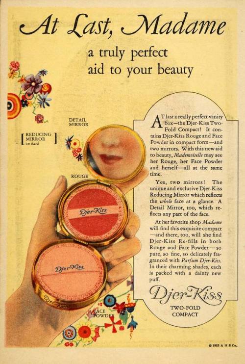 1924 Ad Beauty Mirror Compact Rouge Powder Djer-Kiss