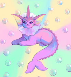 ginsengandhoney:  VAPOREON - THE BUBBLE JET POKEMON! you can buy this pic on a shirt or a sweatshirt!! check out my other shirt designs here! 