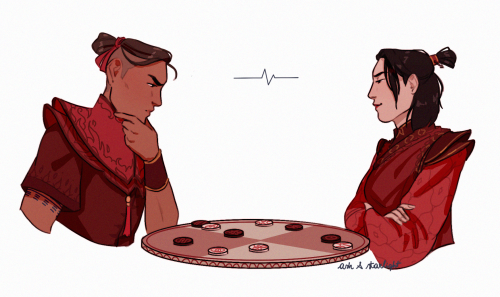 ash-and-starlight:Idiots in love in the Fire Nation + family bonding time, kind of a follow up to this Image id under the cut!Keep reading