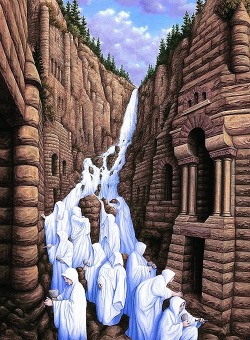 showslow:  Rob Gonsalves (born in 1959 in Toronto, Canada) is a Canadian painter of magic realism with a unique perspective and style. He produces original works, limited edition prints and illustrations for his own books.