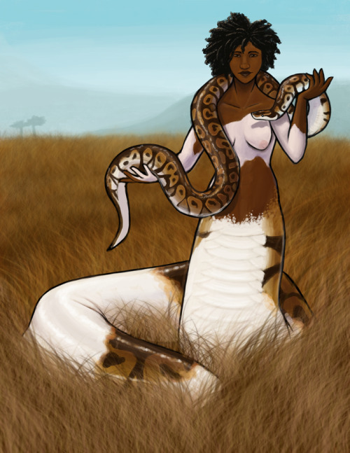 cladomasochist: Snake lady and her snake! As you can see by my abysmally lazy background, 