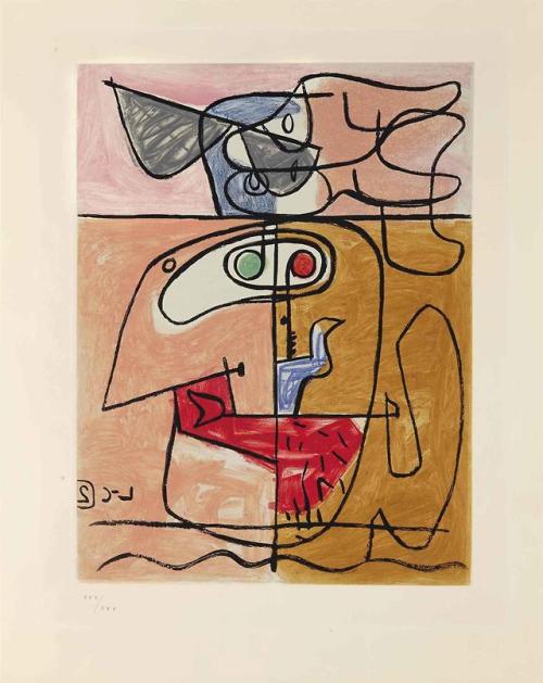 theegoist:Le Corbusier (Swiss-French, 1887-1965) - Unité, Planche 2, color aquatint on Rives, 57.30 