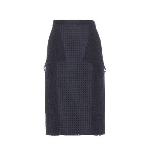 Perforated cotton pencil skirt
