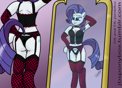 jbsponybox:  Oh, whoa, I should have been in bed an hour ago. Ah, the sacrifices I make for ‘dose sexy ponies. Anyway, have another Rarity wearing lingerie! 