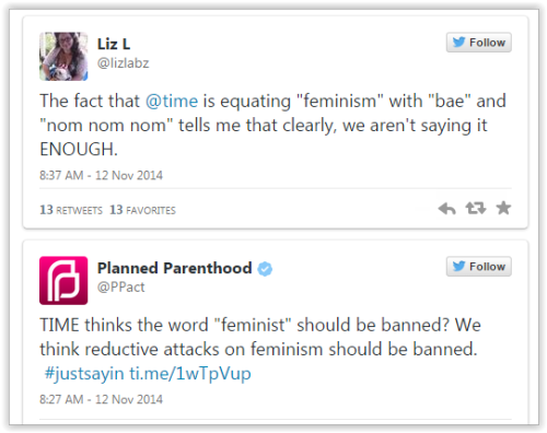 Responses to Time Magazine&rsquo;s inclusion of &ldquo;feminism&rdquo; in their &ldquo;Words that should be banned in 20