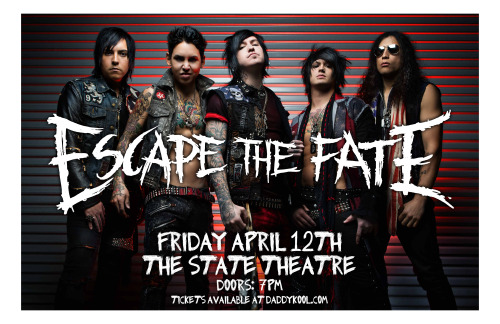 ESCAPE THE FATE is headlining the State Theatre in St. Pete, FL!
Who’s going to see them on Friday, April 12th!? Doors 7PM.