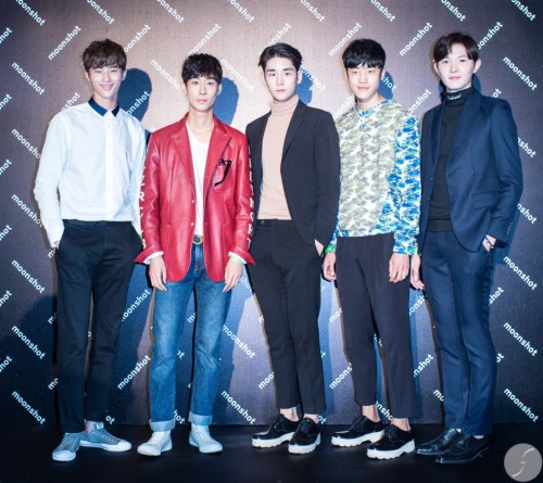 koreanmalemodels:  YGK-plus models Byun Wooseok, Kim Pilsu, Kim Kibum, Maeng Juho, and Lee Hoolim at Moonshot launching party (cr: Shooting the Style) 