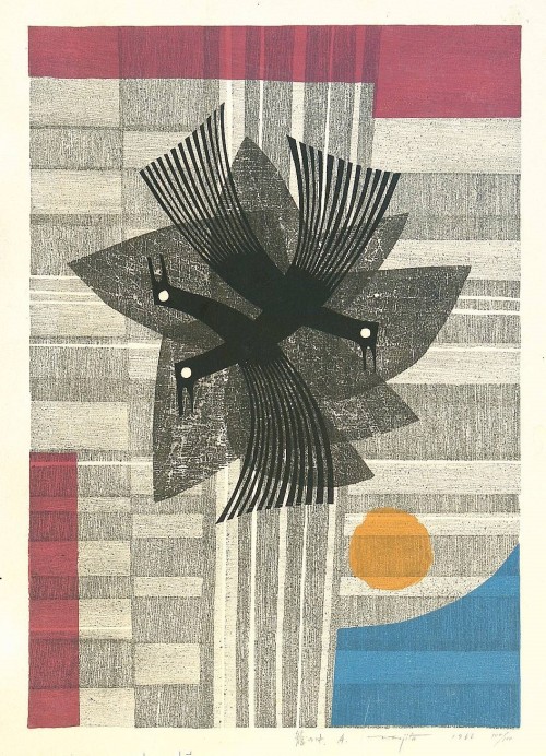 arte-artem-artibus: Fumio Fujita (b. 1933) - Inside a Cage - A, woodblock print Artelino