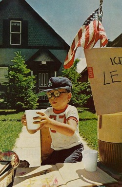 vintagenatgeographic:  Boy selling lemonade in Aspen, Colorado National Geographic | December 1973 