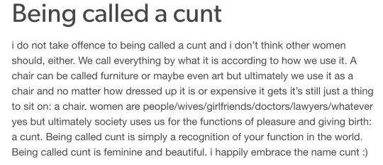 Testimonies what it means to be a cunt