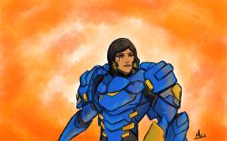 water-dingo: Pharah doodle. First drawing of the year 