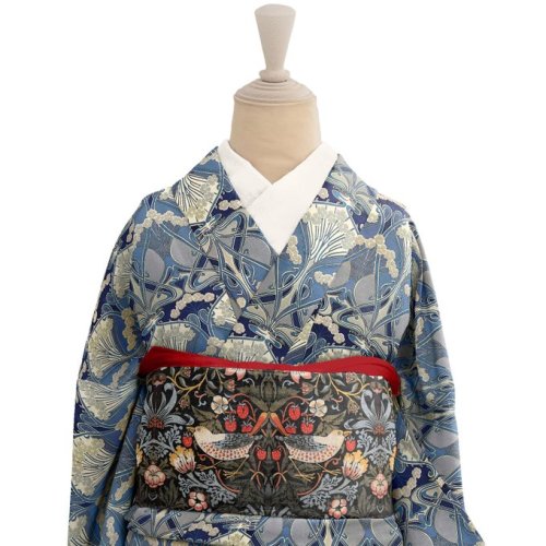 tanuki-kimono: Gofukuya printed kimono collection, pairing antique Arts and crafts patterns