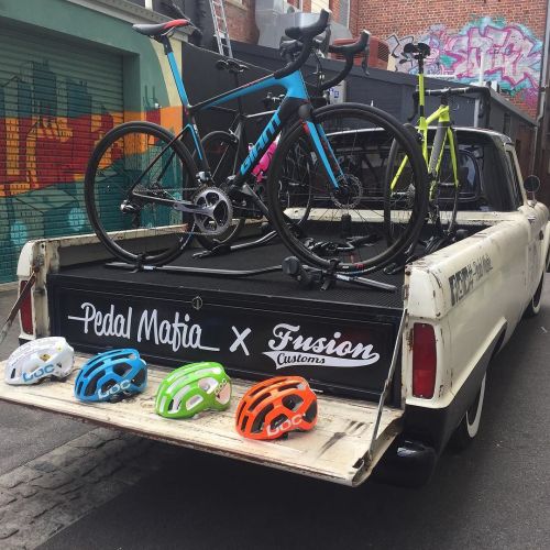 pedalitout:  Mob truck loaded with some training gear for our boys. @giantbikesaus and @poc_aus keep