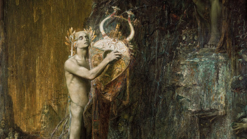 caravaggista:Pierre Amédée Marcei-Béronneau, Orpheus in Hades, detail (1897).