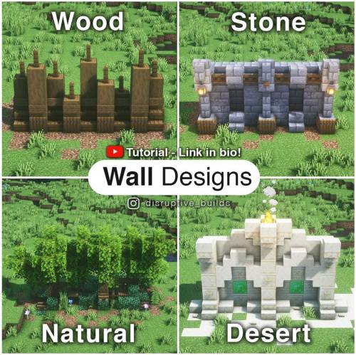 minecraftisthecoolest:4 Detailed Wall Designs! (with tutorial video) via /r/Minecraftbuilds by disru