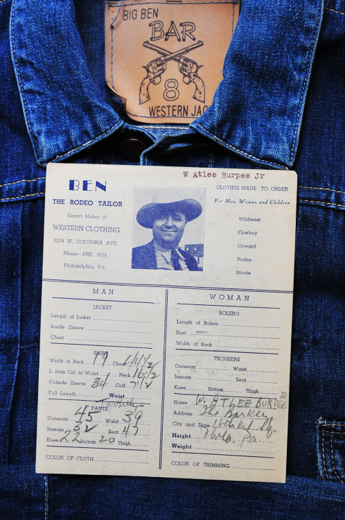 1940s BIG BEN jct. (Rodeo Ben design) &amp; his 1950s original store card (his hand is on the ca