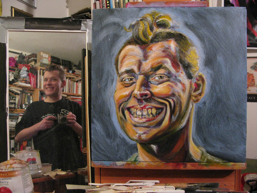 Latest version of my self portrait progress.  18&quot;x18&quot; acrylic