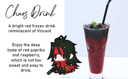 ffxvcaps: Square Enix Cafe x Artnia FFVII 25th Anniversary → Character Drinks