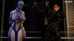 Set Up For A Press Photo, Liara Has A Wardrobe Malfunction.liara:â Â€Œby The