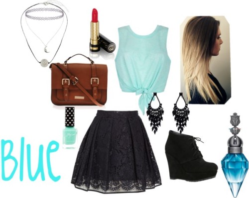 Blue por lalaluna4 usando perfume fragrancesPerfume fragrance, $44 / Nail polish, $4.68 / Topshop ch