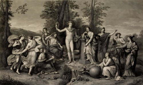 Apollo and the Muses on ParnassusRaphael Morghen (Italian; 1758–1833) after Anton Raphael Mengs (Ger