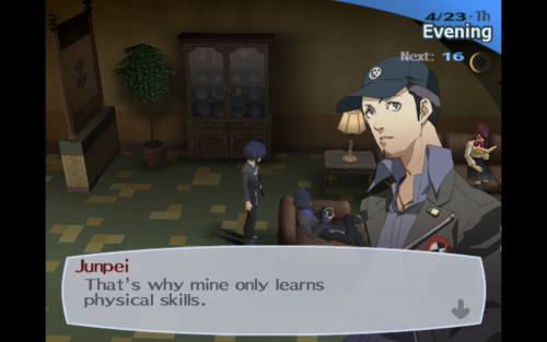 sirnucleose:  Junpei consistently says stupid things and becomes immediately aware of them 