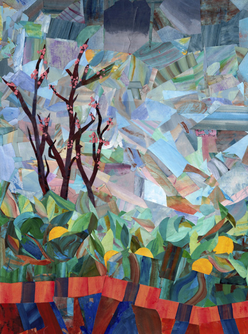 laurasheflerart: Next Door Back Yard Collage: Acrylic on Paper, H: 20″ W: 15″ Laura Shef