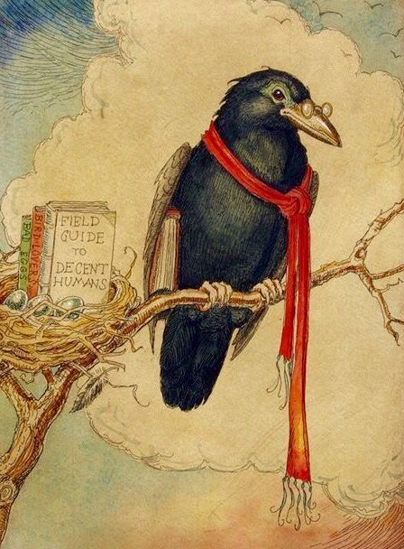 s0irenic:Crow with Field Guide to Decent Humans - Charles Van Sandwyk
