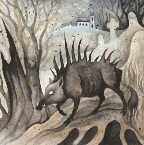 Beasts from scandinavian folklore (commissions). Watercolour on paper (15*15cm)Commissions infos : h