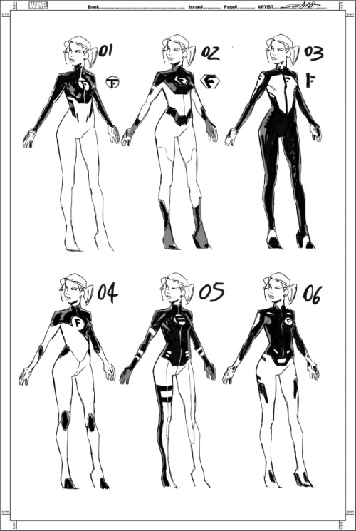 Design sheets for the FANTASTIX!You’ll meet them in Fantastic Four 04, by Dan Slott and Sara P